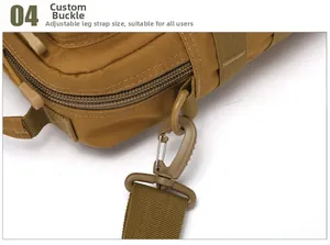 Detail of adjustable tactical bag strap with high-strength plastic swivel hook buckle