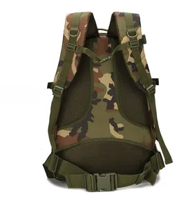 Tactical backpack back view with jungle camo pattern and breathable mesh padding