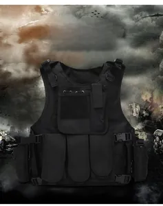 Macro view of adjustable side buckle and MOLLE system on black tactical vest gear