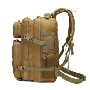 Zaino tattico da trekking 45L color kaki con sistema MOLLE e tasche laterali a rete
