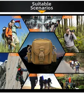 Borsa a tracolla tattica che mostra vari scenari d'uso per escursioni e ciclismo