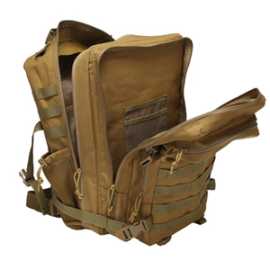 Zaino tattico 45L kaki con scomparti multistrato e sistema MOLLE per escursioni