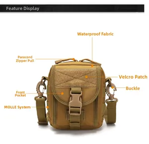 Custodia tattica marrone con sistema MOLLE e area patch in velcro per cintura