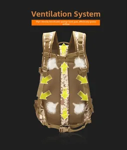Tactical backpack with breathable honeycomb mesh padding and airflow ventilation system