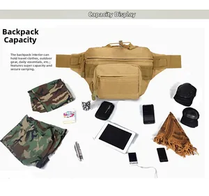 Tactical waist bag showing large capacity for outdoor gear and electronic devices