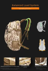 Detailed structural view of tactical backpack with breathable sponge straps and waist belt