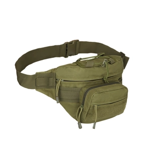 Army green tactical waist bag in 900D Oxford fabric for outdoor hiking and climbing sports