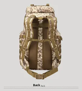 Tactical backpack back view with breathable mesh padding and adjustable straps