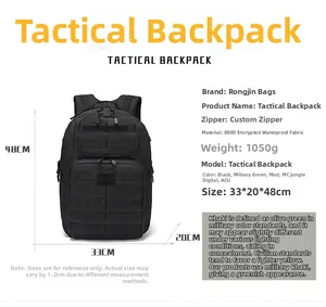 Taktischer Rucksack Spezifikationen mit 800D wasserdichtem Stoff und Abmessungen