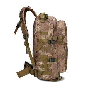 Outdoor large capacity tactical mountain backpack with tan python camo and MOLLE system
