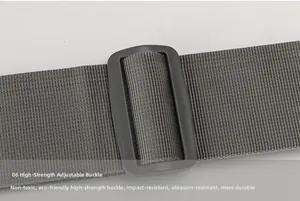 Close-up of durable adjustable plastic buckle and high-density nylon strap for tactical bag