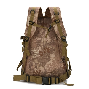 Tactical hiking backpack in python camouflage featuring ergonomic padded shoulder straps