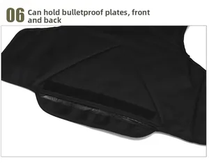 Detail of the tactical vest plate carrier pocket with secure velcro closure