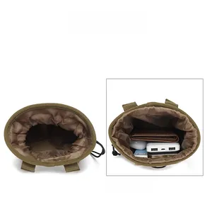 Internal capacity of tactical molle pouch showing space for power bank and wallet