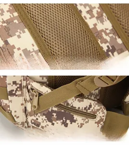 Detail view of honeycomb breathable back padding and waist strap on tactical backpack