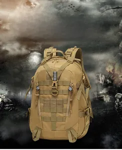 Tactical medical backpack in coyote brown with MOLLE system and multiple storage pockets