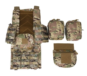 Macro shot of Multicam tactical vest featuring breathable brown mesh and durable nylon weave