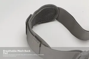 Detail macro view of 3D breathable mesh padding on gray tactical shoulder bag strap