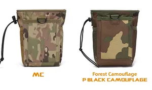 Tactical Molle pouch detail showing MC and Jungle camouflage with drawstring closure