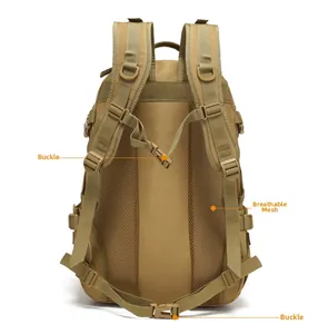 Tactical backpack back detail with breathable mesh padding and adjustable buckles