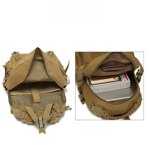 Detail view of the large capacity tactical backpack with laptop compartment and inner mesh pockets