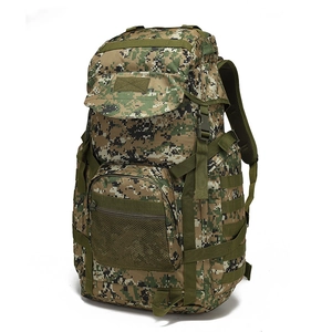 Tactical 50L digital camouflage outdoor backpack with MOLLE system and waterproof nylon