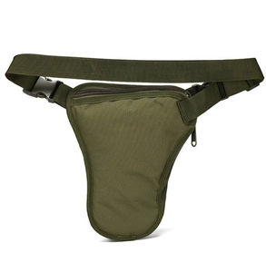Detail der armygrünen taktischen Beintasche aus Nylon mit verstellbarem Schnallenriemen