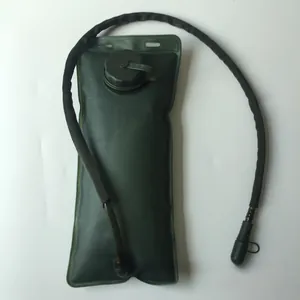 Detail view of 3L tactical TPU hydration bladder with screw cap and insulated black hose