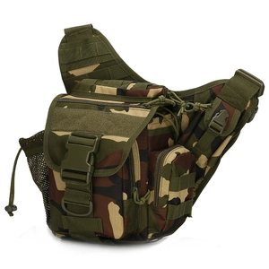 Tactical camouflage shoulder bag with MOLLE system for outdoor sports and hiking activities