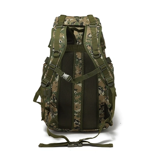 Outdoor 50L tactical camouflage backpack with ergonomic breathable mesh back and S-straps