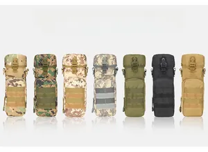 Tactical water bottle pouch collection in seven camo colors with MOLLE system webbing