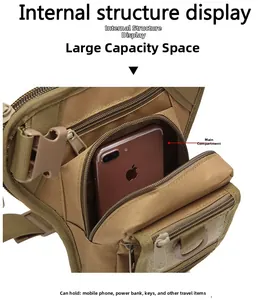 Detailansicht der taktischen Tasche mit großem Innenraum für Handy und Zubehör