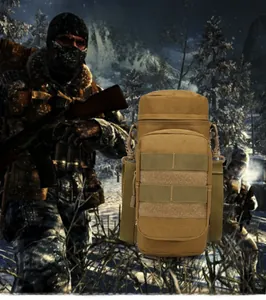 Tactical water bottle pouch with MOLLE system and adjustable shoulder strap for hiking