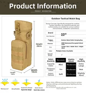 Size chart for outdoor tactical water bottle pouch made of waterproof 800D oxford cloth