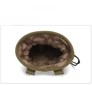 Tactical molle pouch detail showing durable nylon drawstring opening for quick access