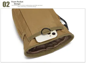 Detailed view of tactical pouch front pocket for smartphone storage with D-ring
