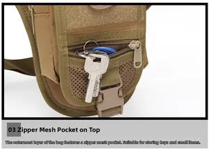 Detail der taktischen Gürteltasche mit Reißverschluss-Netzfach für kleine Schlüssel