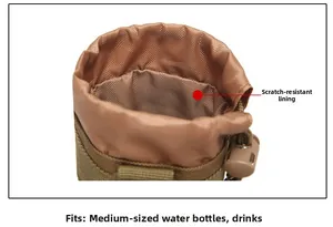 Close-up of scratch-resistant lining and interior structure of tactical bottle pouch
