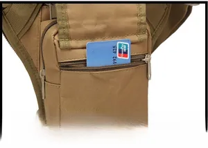 Makroaufnahme einer taktischen Nylontasche mit funktioneller Reißverschluss-Kartentasche