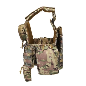 Multicam tactical plate carrier vest with MOLLE system for outdoor gear and training