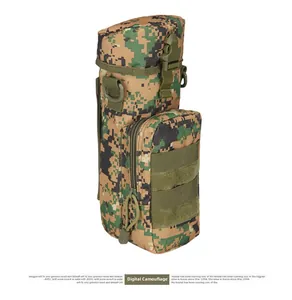 Detail of Jungle Digital camo tactical water bottle pouch with Molle attachment system