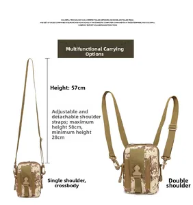 Tactical camo pouch featuring adjustable nylon strap from 28 to 58cm for versatile wear