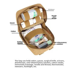 Tactical medical kit with elastic straps and multi-layer storage for first aid supplies