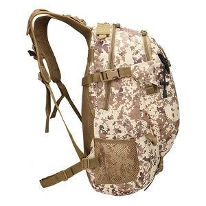 Outdoor tactical 3P backpack in desert digital camouflage with multi-layer zipper storage
