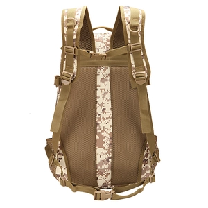 Outdoor tactical backpack with desert digital camouflage and breathable mesh back panel