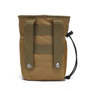 Tactical Molle waist bag in coyote brown nylon with drawstring closure and mesh pocket