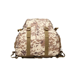 Water-resistant desert camo tactical 3P backpack with adjustable straps and mesh side pockets
