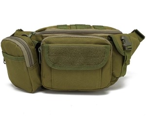 Borsa a tracolla tattica verde oliva con scomparti multipli e pannello in velcro
