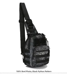 Python Black tactical chest bag detail showing MOLE webbing and scratch-resistant nylon fabric