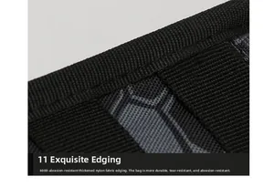 Detailed macro view of durable 600D thickened nylon fabric with reinforced edge stitching
